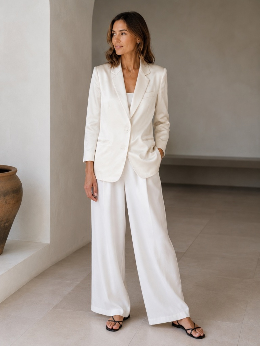 Vintage DKNY Donna Karan Cream 100% Silk Blazer Jacket Size 6